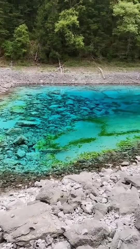 地震后的五彩池,已经没水了,好可惜啊!