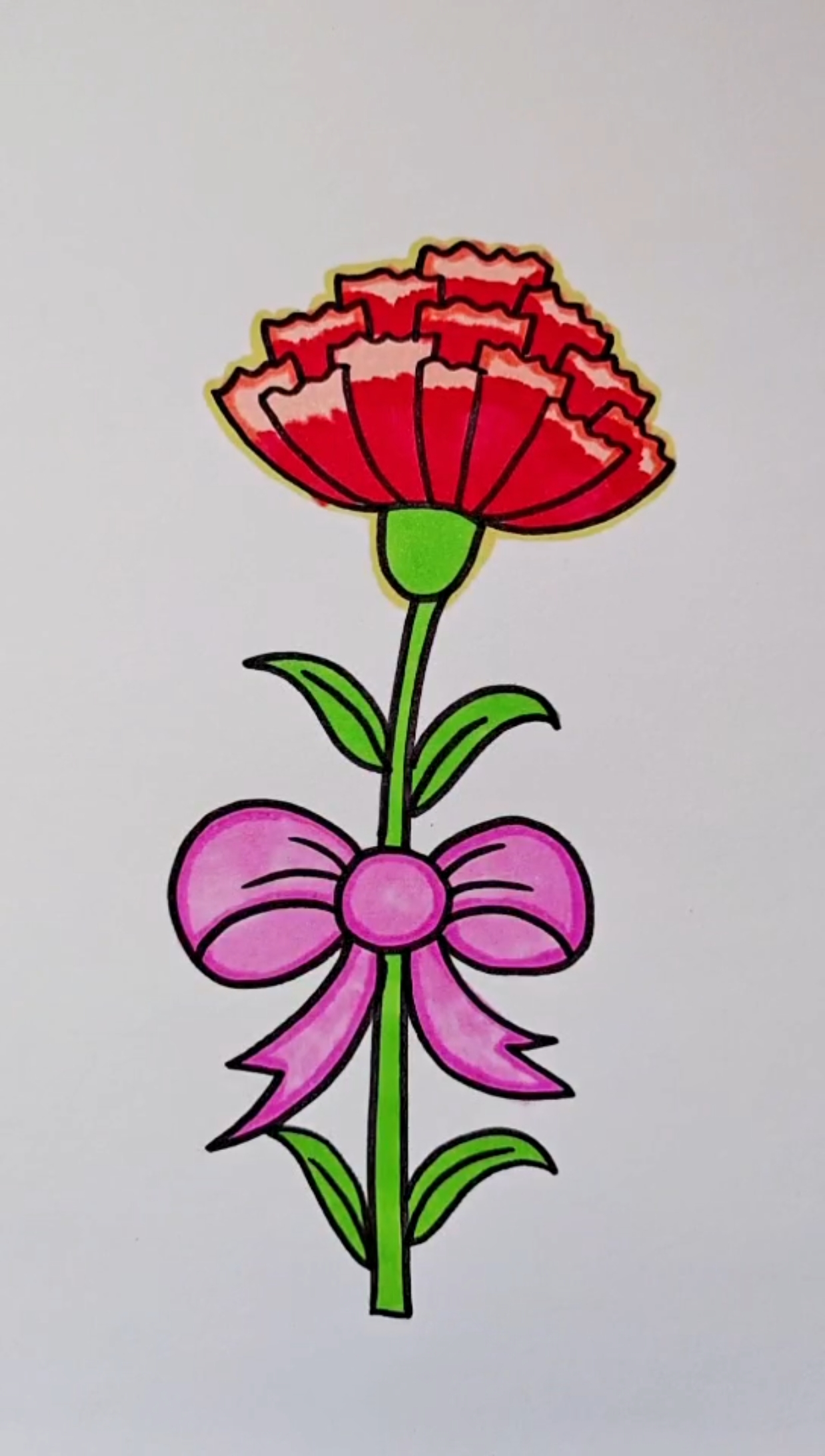 母亲节快乐#母亲节快乐,一起来学画吧,画一束康乃馨送给你最爱的侣梃