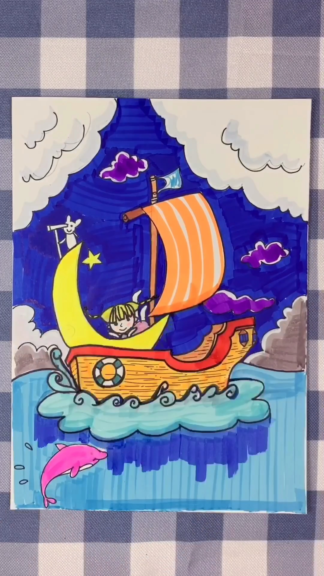 2019,立个新年flag#儿童画 简笔画 月亮船  梦想之舟