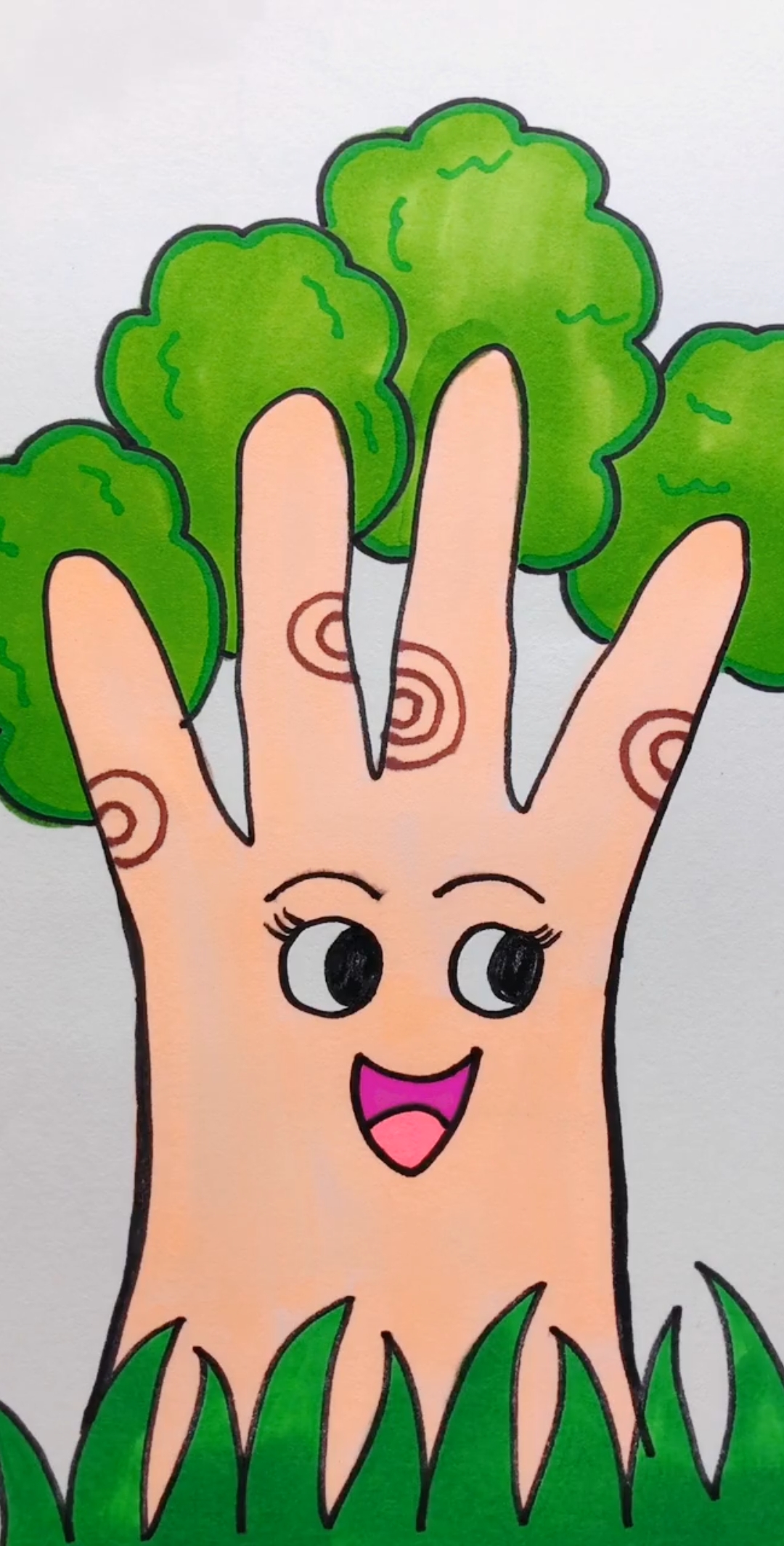 手掌不仅可以画动物,还可以画大树