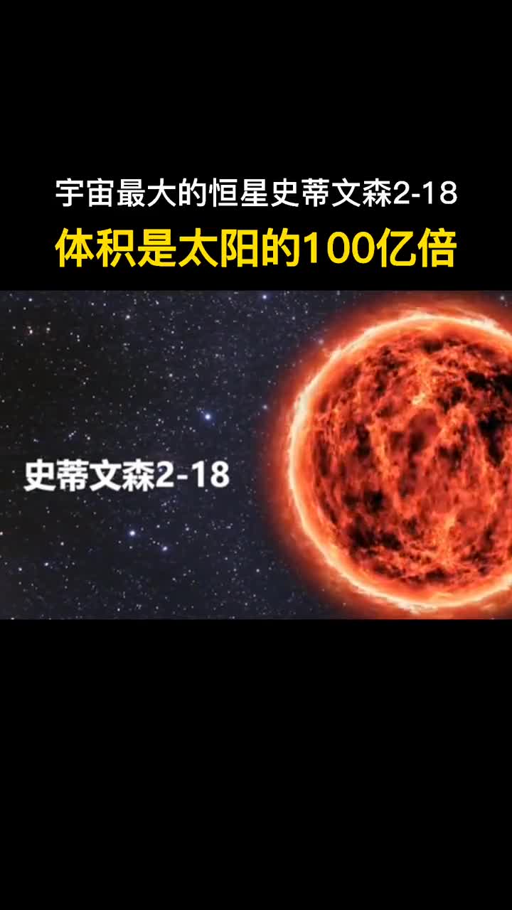 史蒂文森218是人类迄今为止发现最大的一颗恒星其大小相当于100亿个