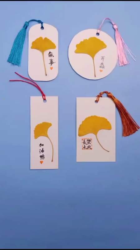手工制作创意手工用银杏叶做书签留住整个秋天吧