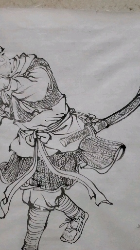 国画#水浒人物一百单八将册页线描版之活闪婆王定六