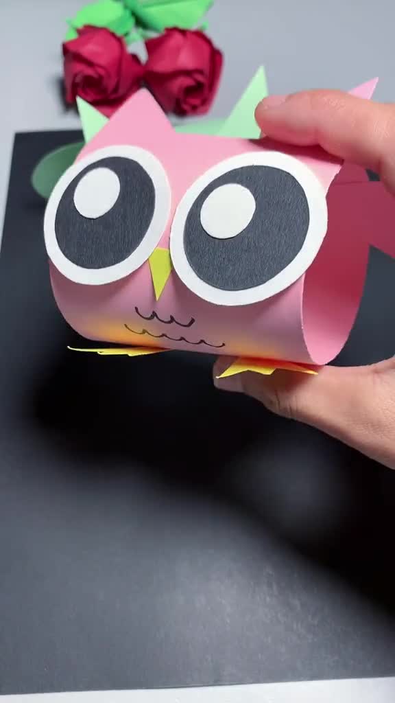 幼儿园手工#用卡纸就能做出可爱的猫头鹰,快试试