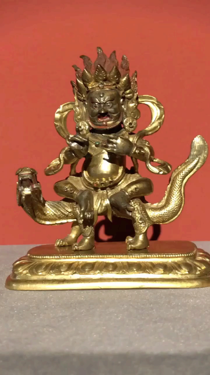 北京大羿 清乾隆 铜鎏金 水财神像050505959595-度小视