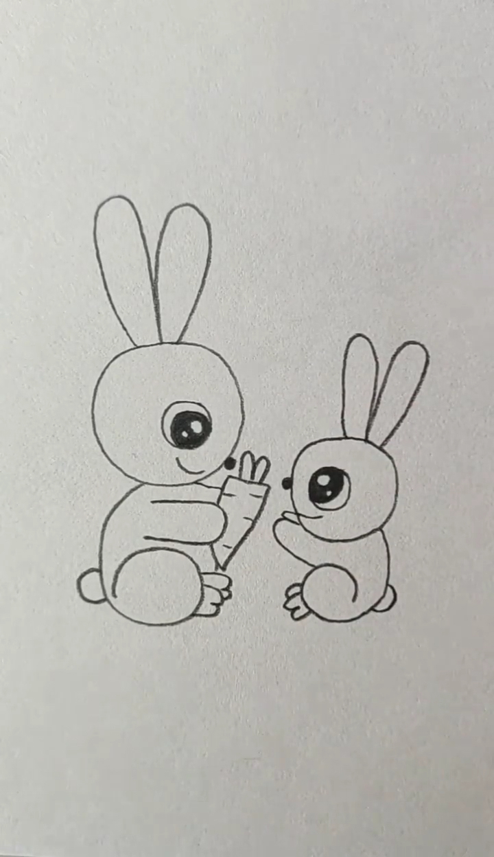 用数字0367画温馨的小白兔母子