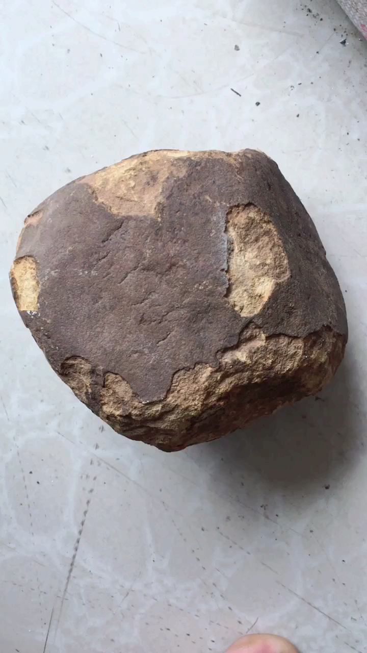 这颗不似传统熔壳的古陨石重4斤4两,弱磁