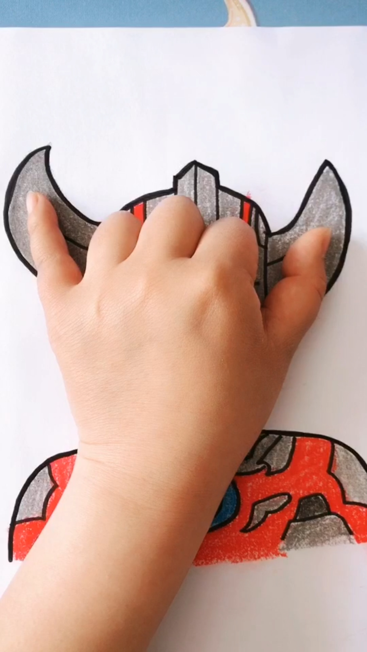 简笔画手掌画奥特曼