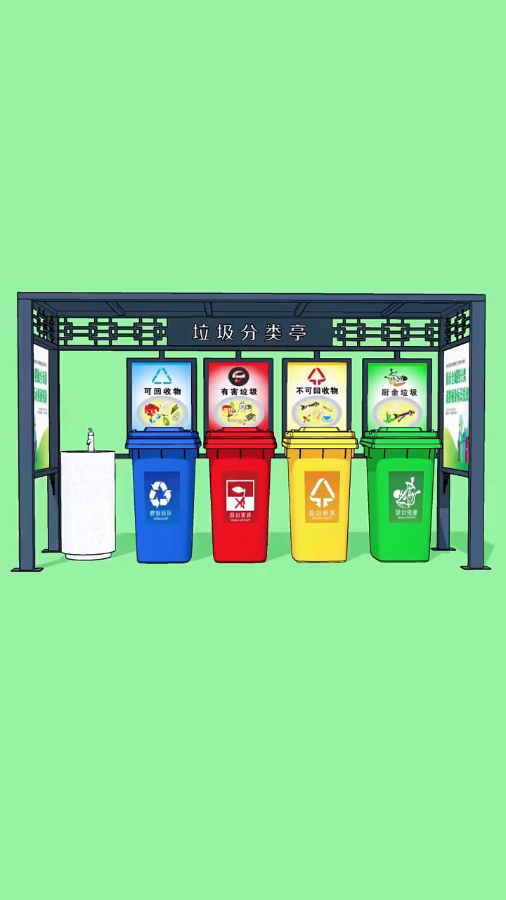经典款垃圾分类亭设计效果图