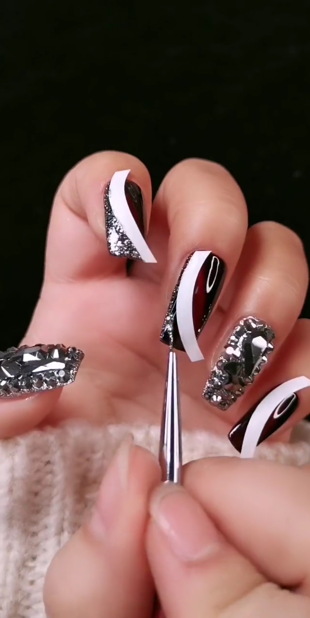 美甲#新手一看就会的渣渣黑钻美甲