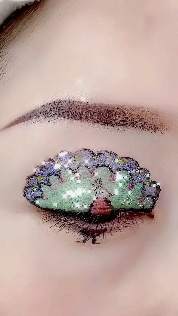 眼妆#孔雀眼妆,美美的