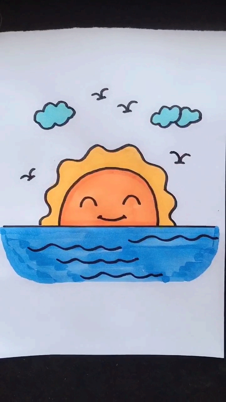 画画原来如此简单#教你画日出92,好美呀-度小视