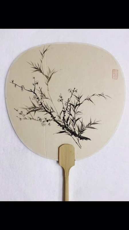 国画写意墨竹梅花扇面想画就画一起学画画团扇国风古韵汉服