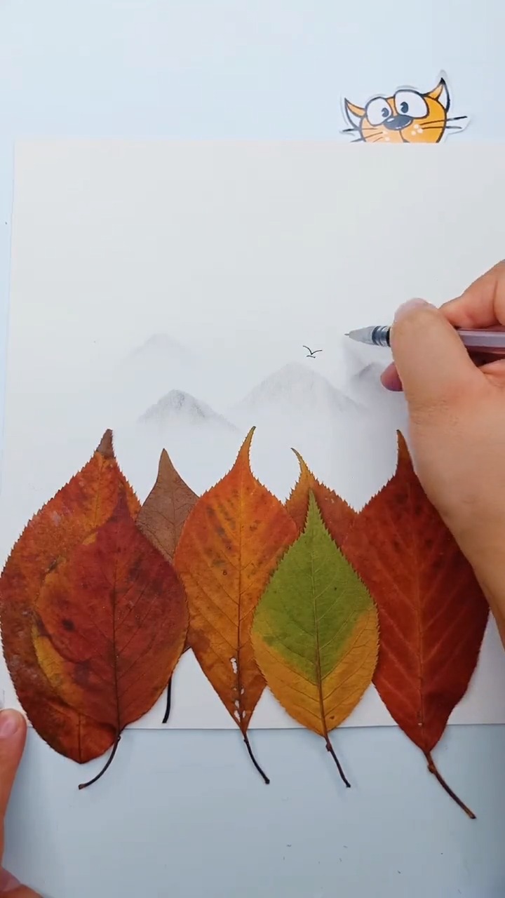 手工制作#树叶装饰画,喜欢的小宝贝快动手做一下吧!