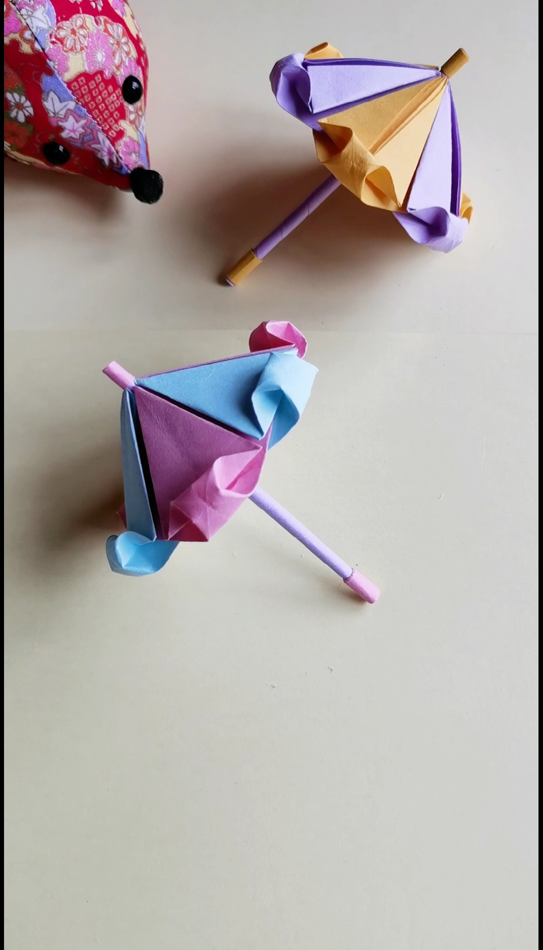 手工折纸#少女心的雨伞,小公举们都喜欢,你学会了吗?-度小视