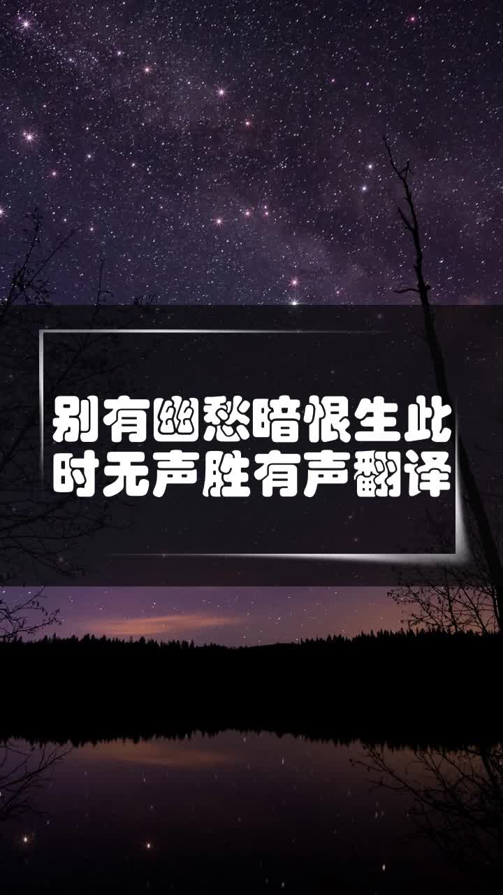 别有幽愁暗恨生此时无声胜有声翻译