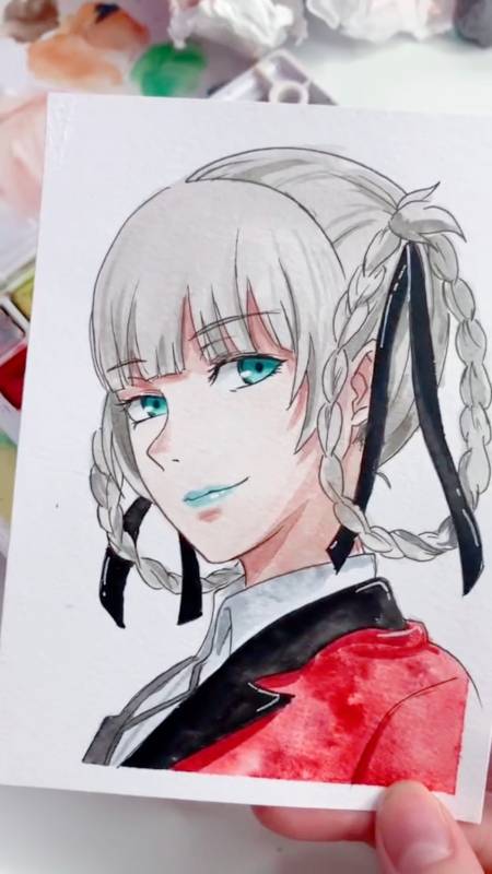 动漫水彩手绘狂赌之渊桃喰绮罗莉会长大人