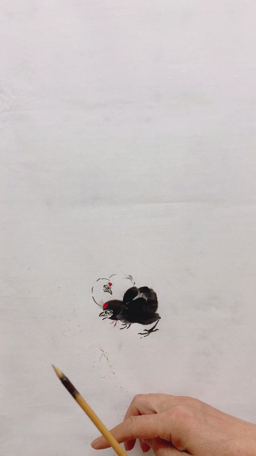 画画原来如此简单#小鸡吃米图