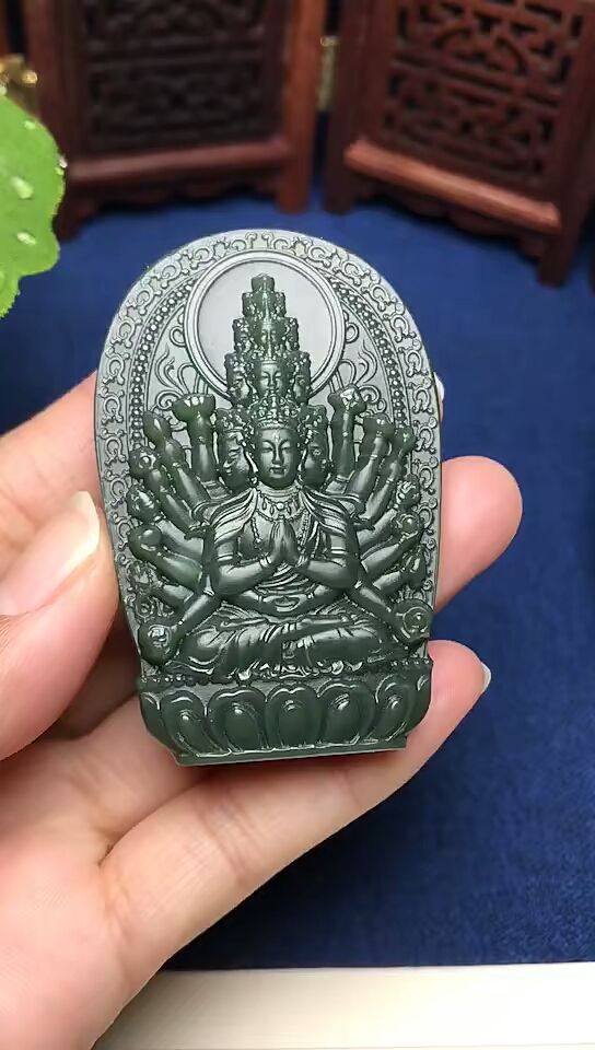 音为有你#和田玉雕刻挂件千手观音