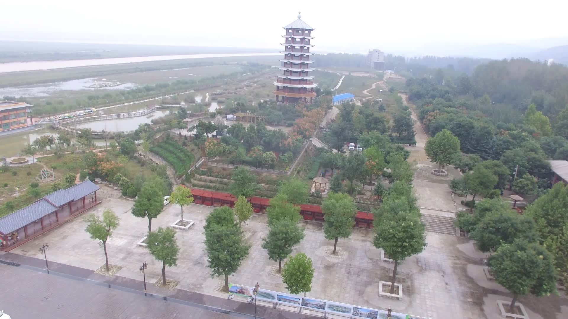 渭南市潼关县:航拍秦东镇三河口,渭河,黄河和洛河交汇处