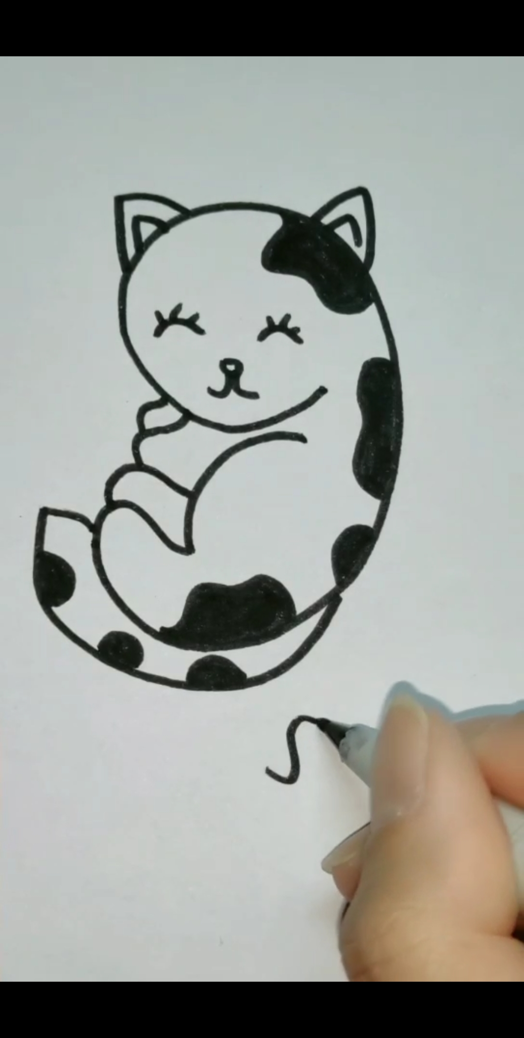 优秀如我#数字9简笔画小花猫
