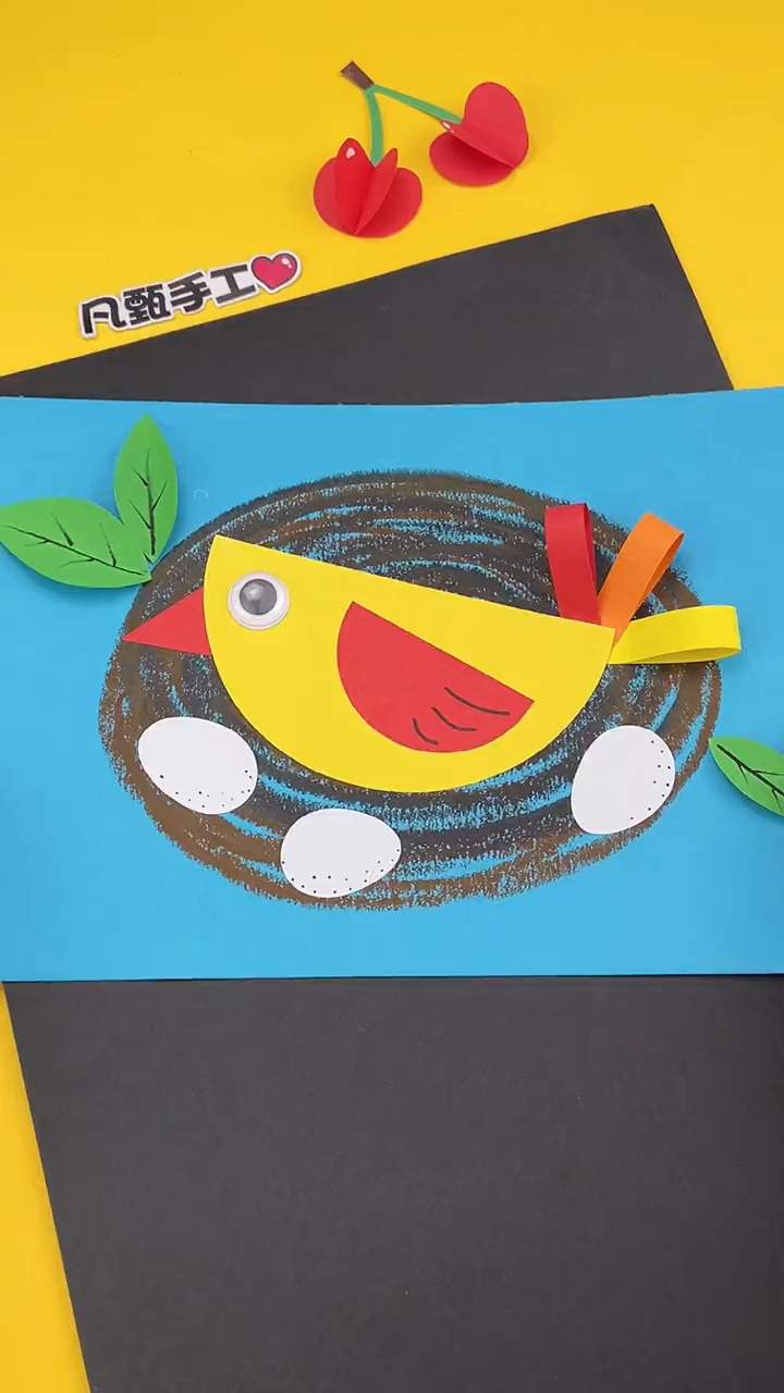 镜头里的春天#怎样用卡纸,做鸟窝创意画?