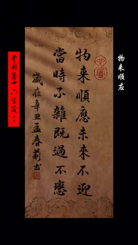 物来顺应,末来不迎,当时不杂,既过不恋.