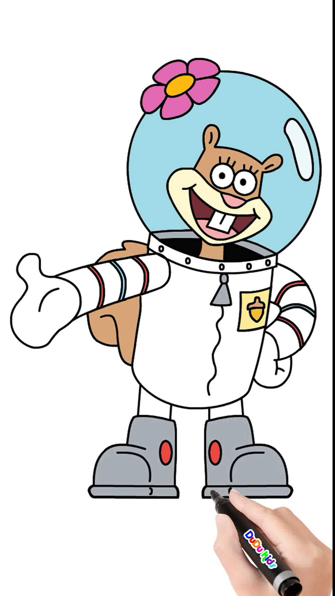 海绵宝宝#怎样画珊迪简笔画海绵宝宝绘画宝宝学画画少儿美术教程也浇