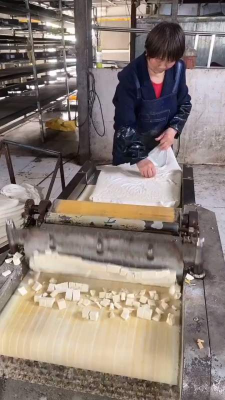 豆腐都不用刀切,轻轻一按就成了豆腐块!