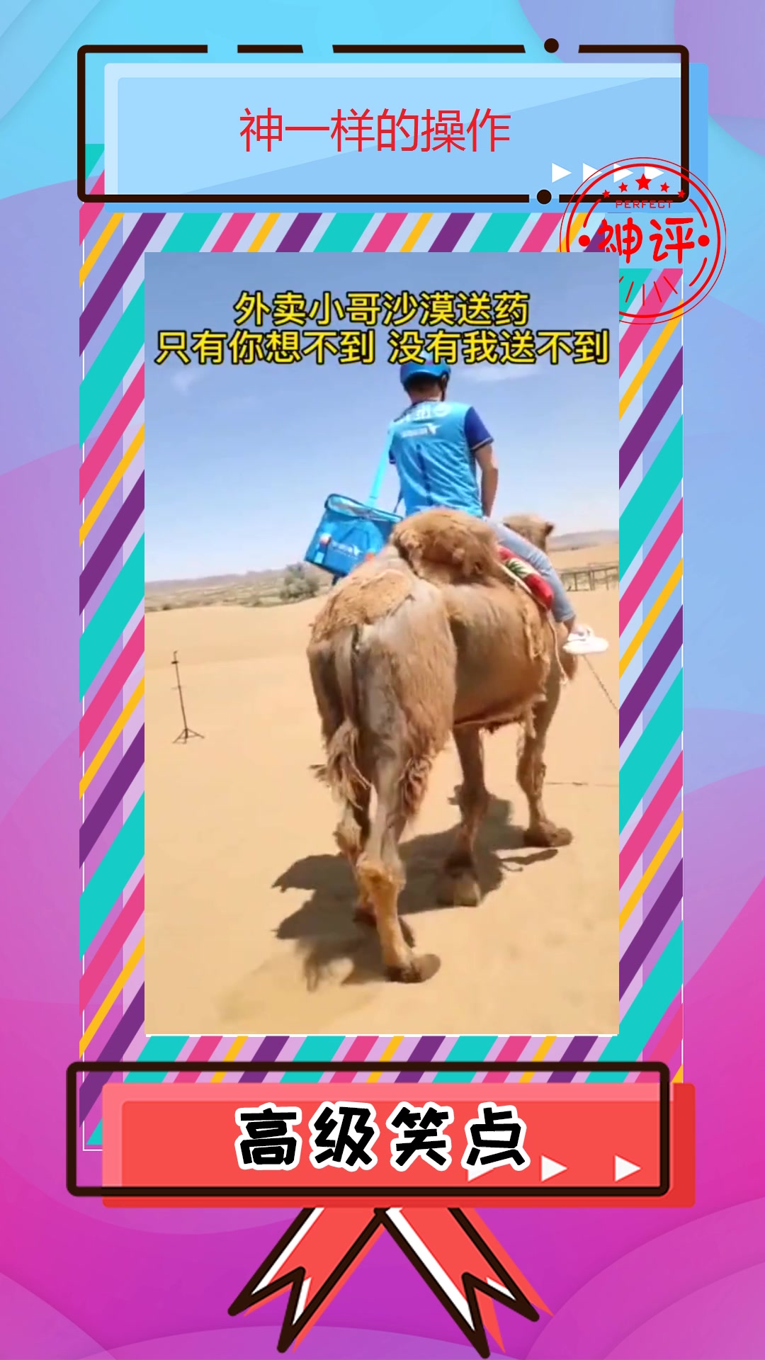 搞笑段子#外卖小哥沙漠骑骆驼送外卖只有你想不到没有他们送不到