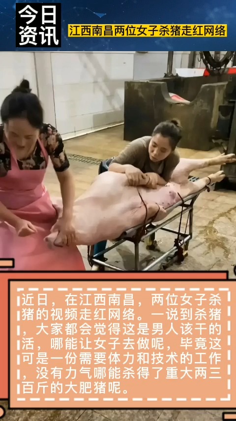 江西南昌两位女子杀猪走红网络