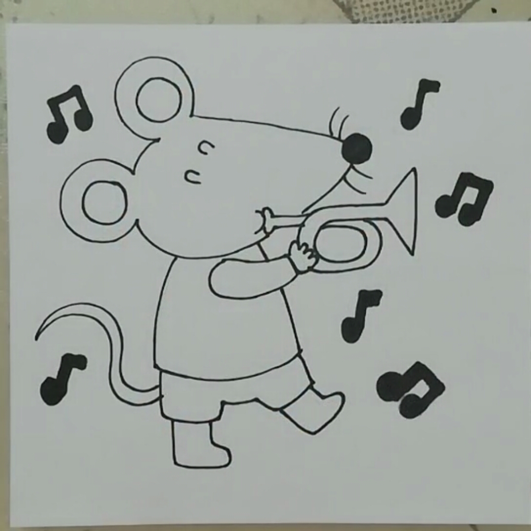 小老鼠吹哨子简笔画图片