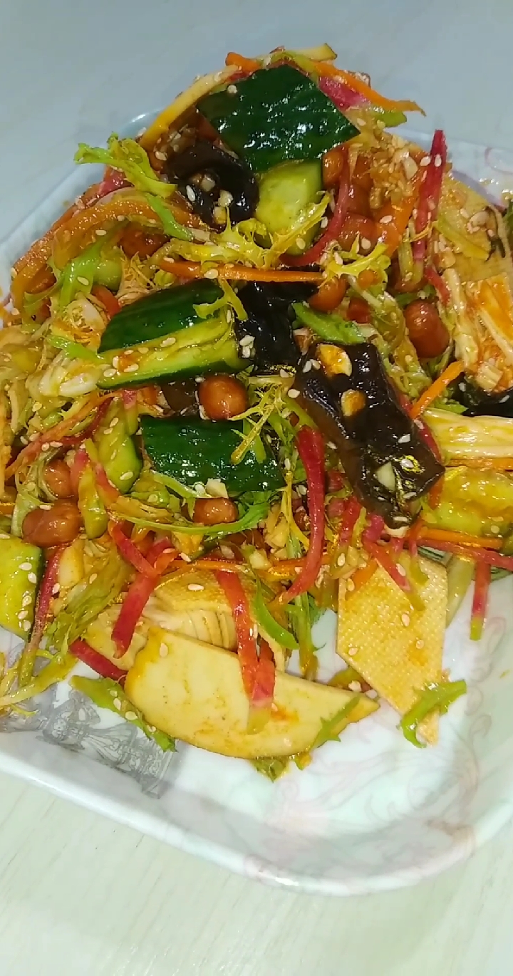 自制美食#素杂拌 教程 爽口小凉菜-度小视
