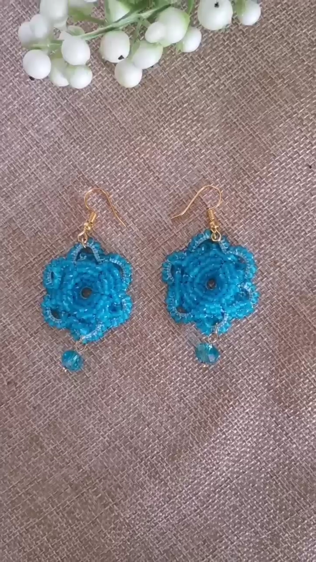 手工制作#手工梭编耳环饰品!