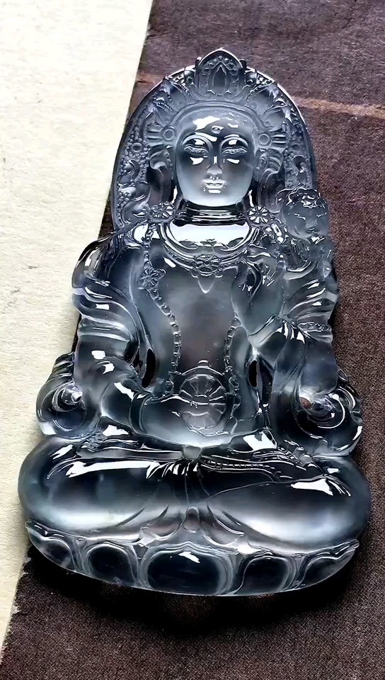 寻找最牛手艺人#老坑玻璃种度母·锐光大师作品,配送收藏证书,雕工