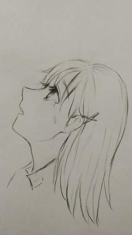 哭泣的女孩手绘图片
