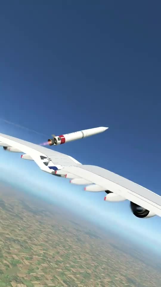 在巨型飞机上发射火箭,模拟