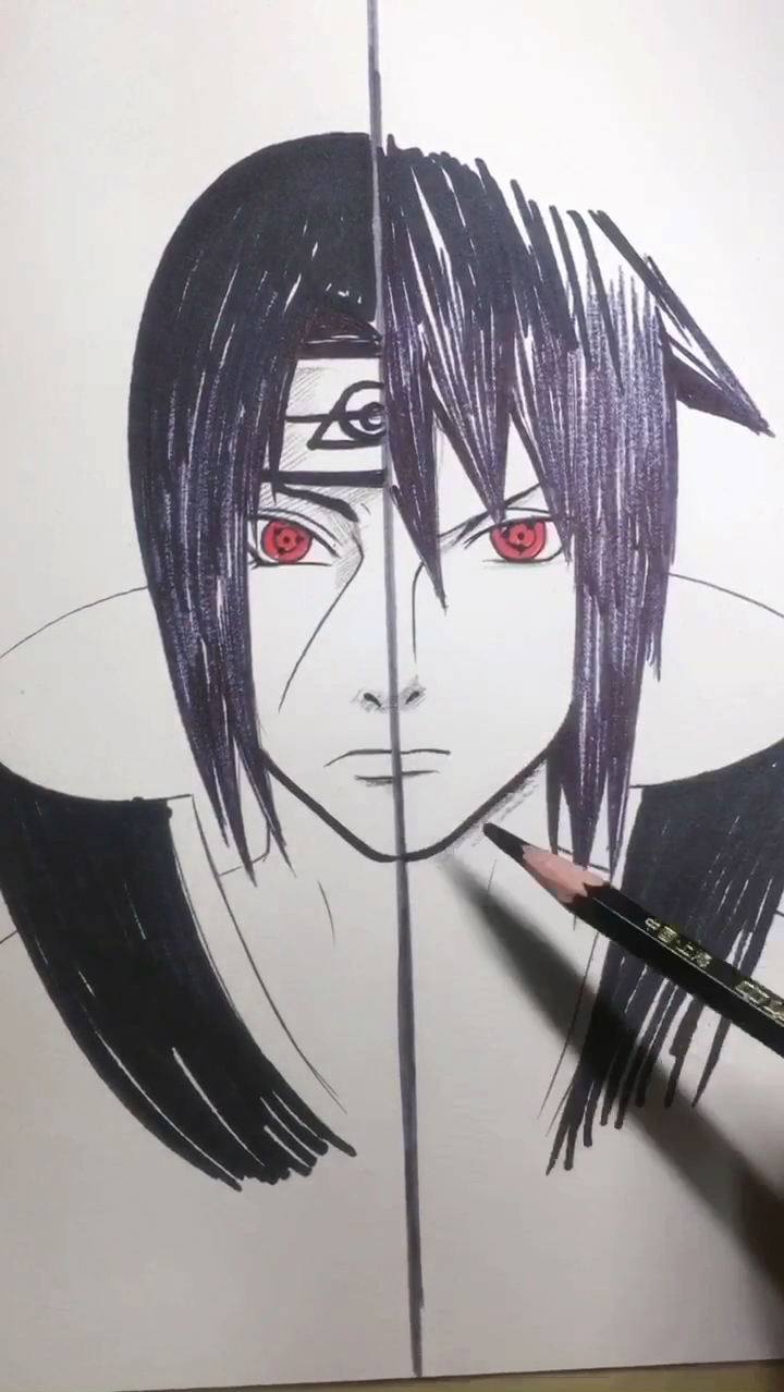 我要上热门#手绘火影忍者宇智波鼬和佐助.-度小视