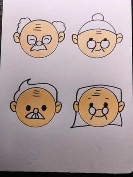 画老爷爷奶奶重阳节画敬老简笔画儿童画重阳佳节你们要的重阳节作业
