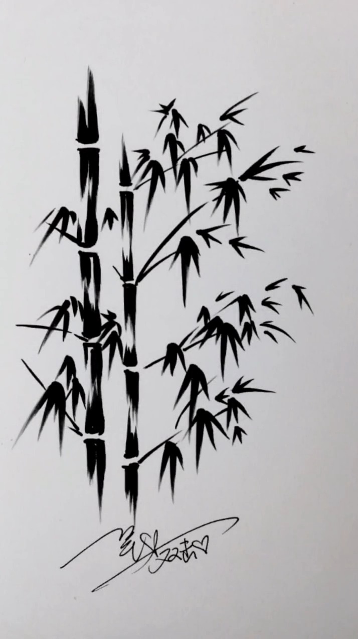 软头马克笔画两根竹子,快去试试吧-度小视
