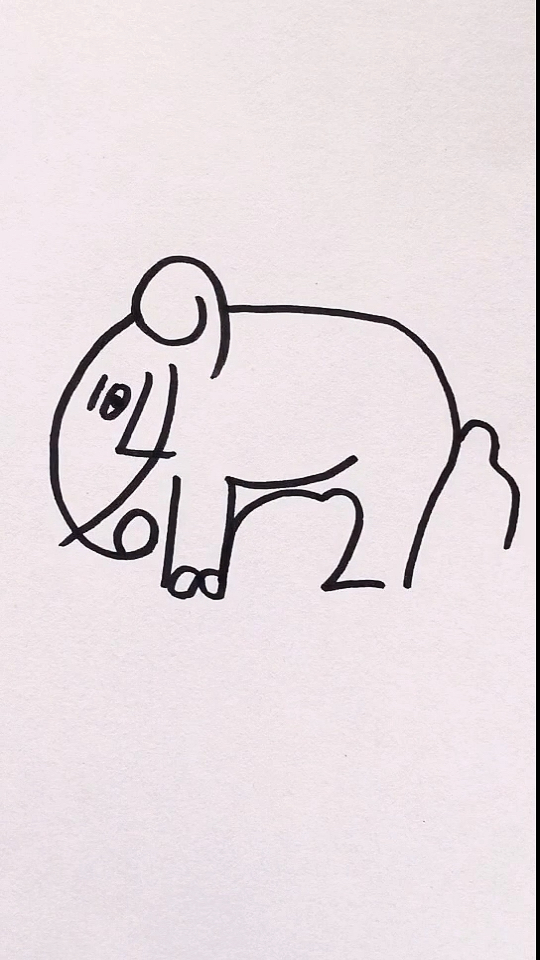 创意简笔画#简单数字画大象