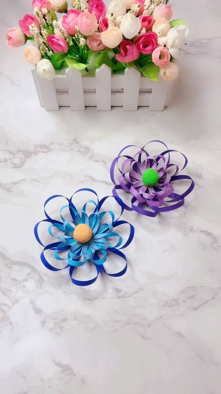 创意手工diy#纸条搞定的手工装饰花