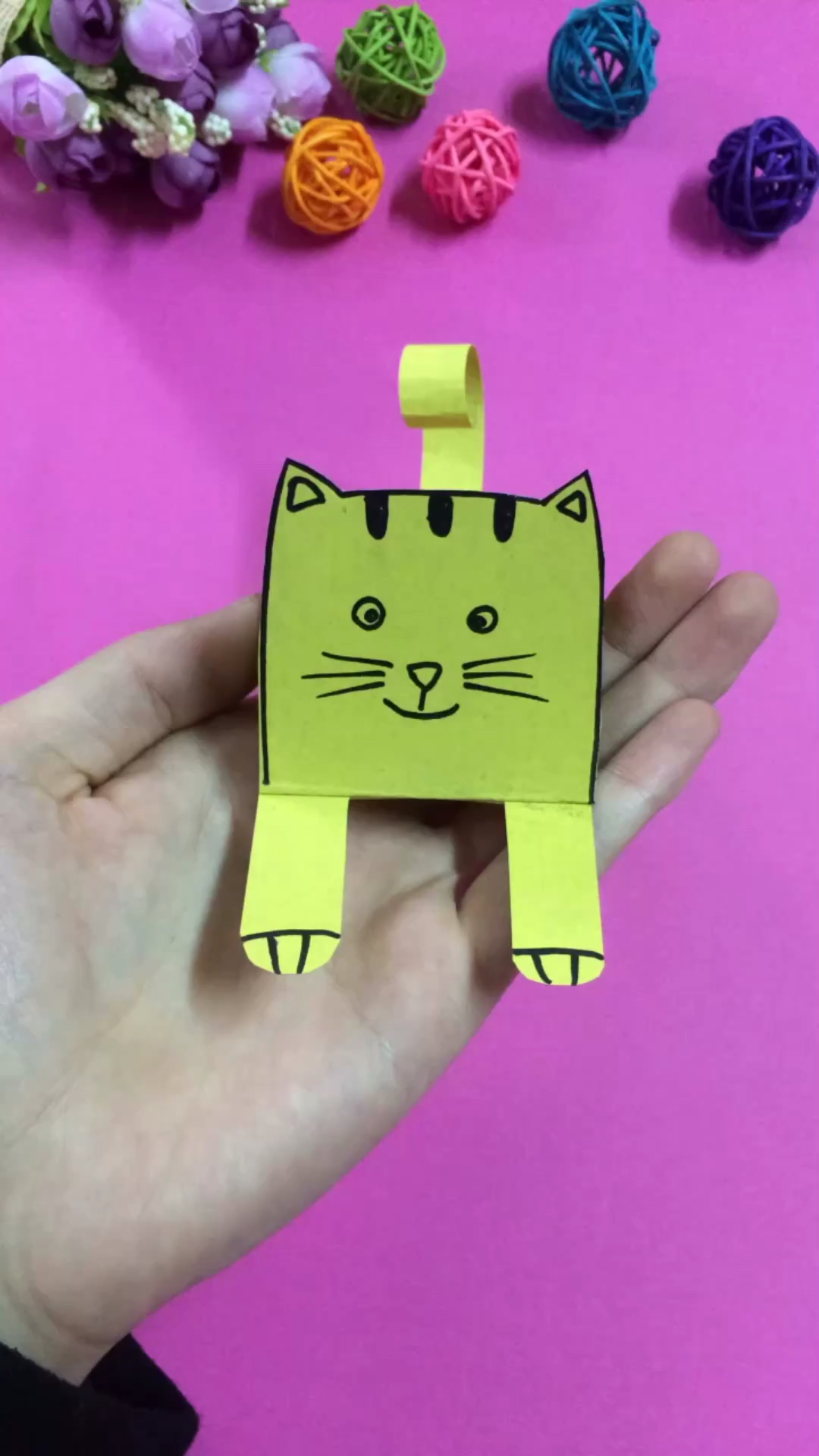 卡纸手工小猫咪,学会教小朋友吧!-度小视