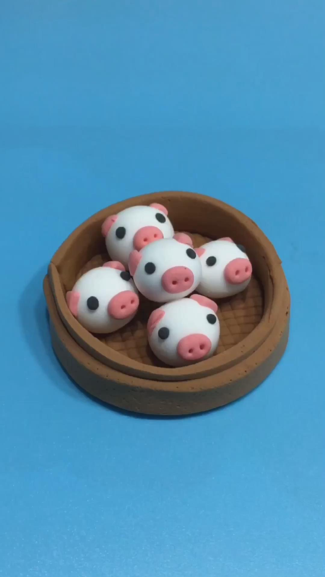 超轻粘土#粘土猪猪奶黄小笼包