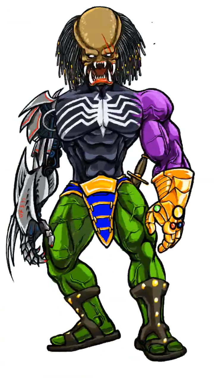 灭霸无限手套变形金刚霸天虎毒液铁血战士魔兽合体,谢谢点赞关注,每天