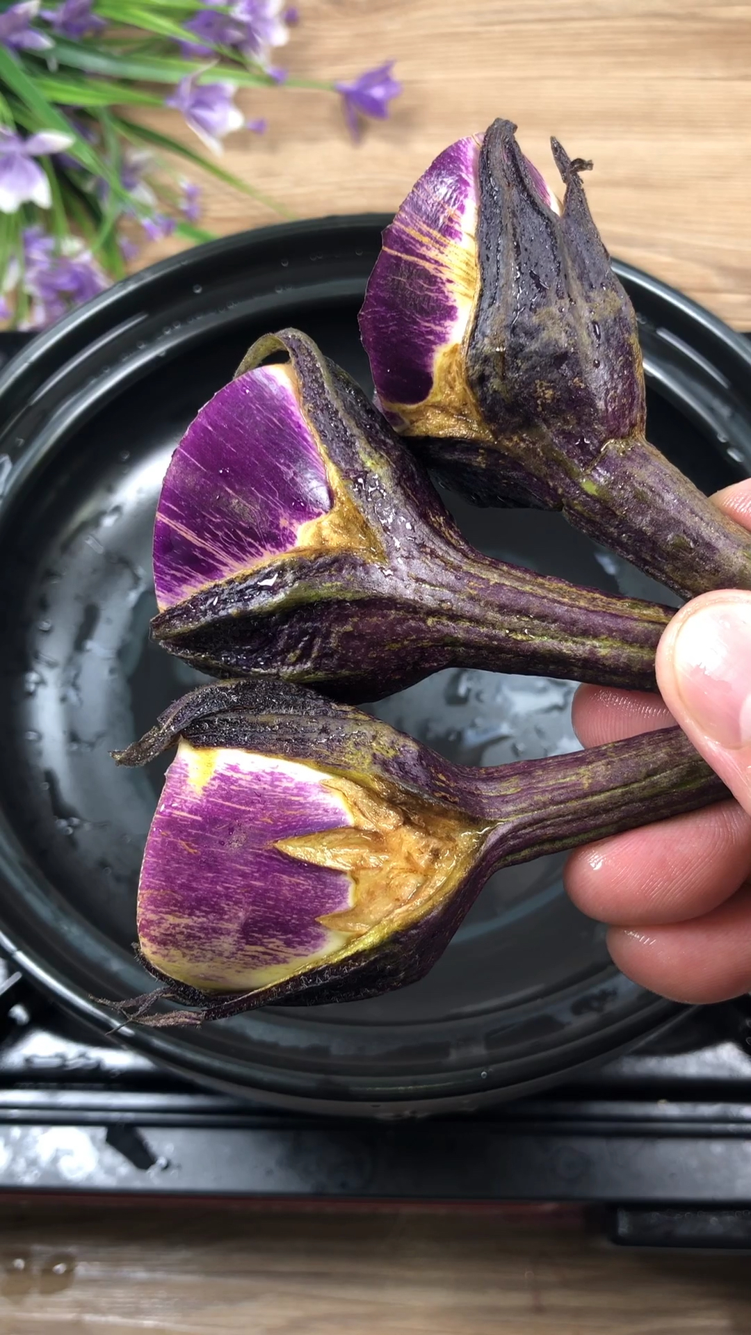 3个茄子头,冰箱冷冻半天!