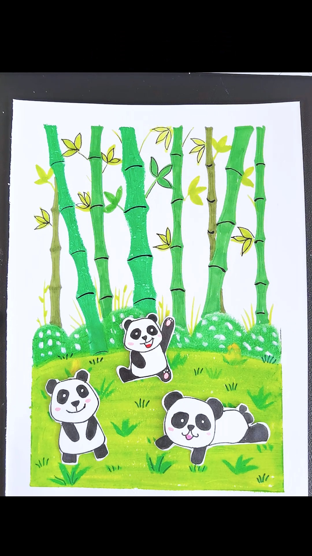 儿童创意画#熊猫竹林嬉戏!
