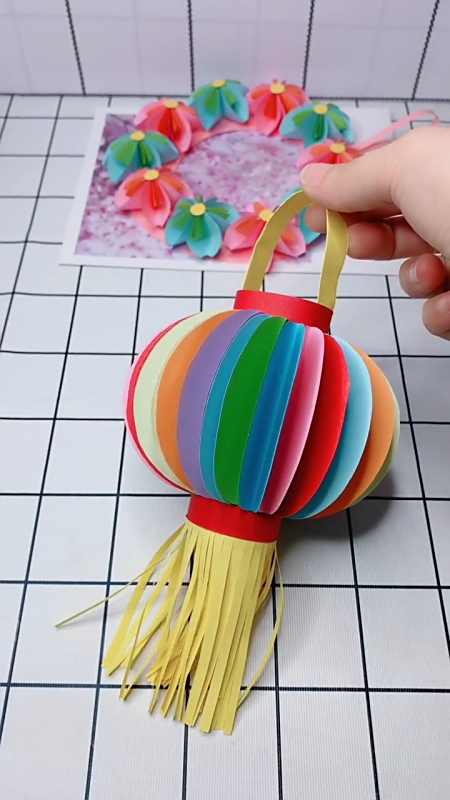手工制作#国庆节七彩灯笼#折纸