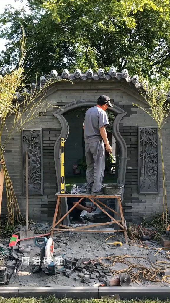 围墙装饰宝瓶门#唐语 古建材料建材,庭院景观围墙设计宝瓶门,家居