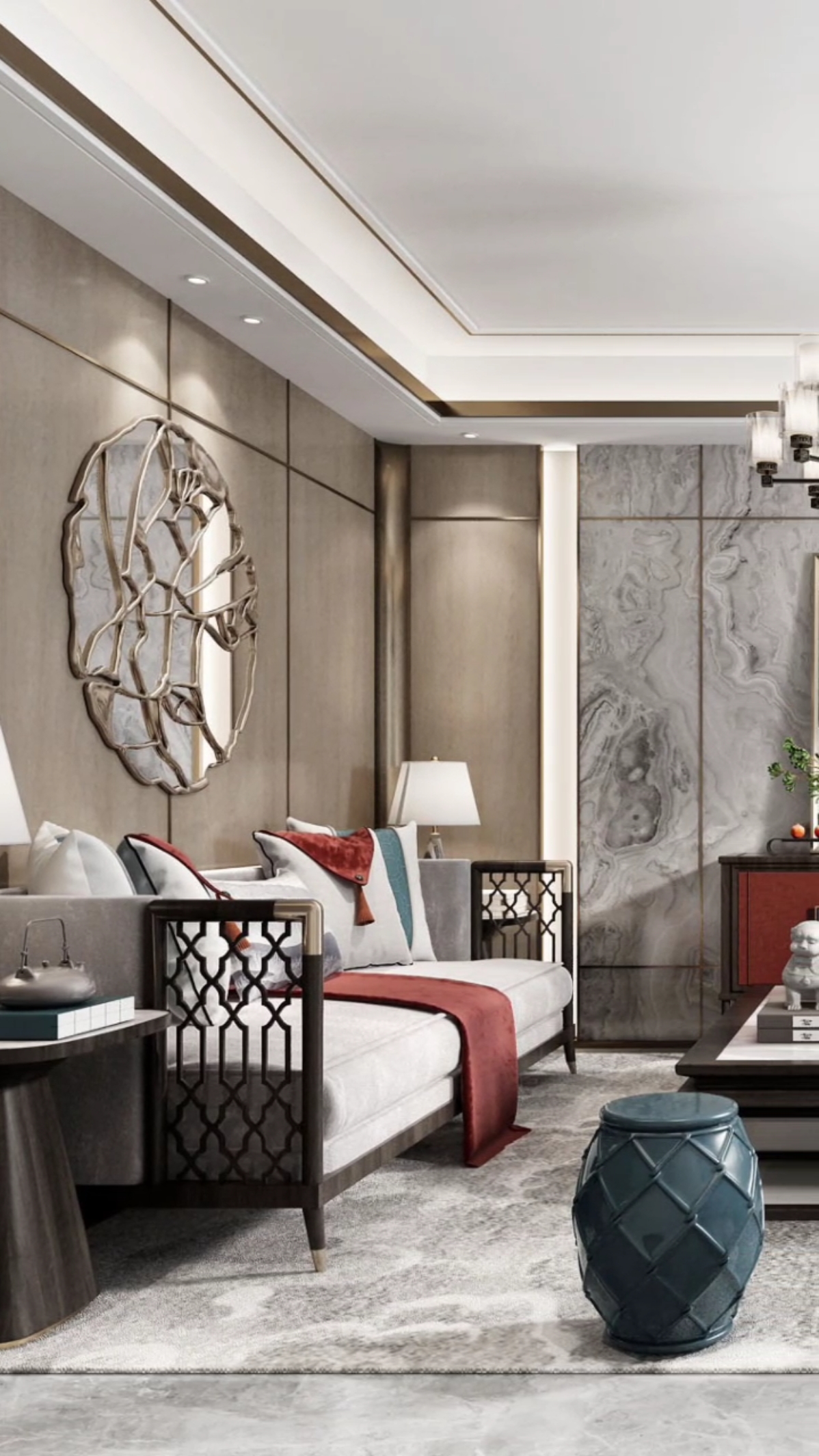 新中式设计#将传统元素融入现代新中式中,营造优雅舒适的空间!